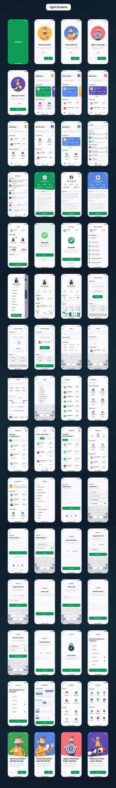 Figma Mobile UI Kit for iOS and Android Job Finder App Design, Mobile Design Layout, Job Finder App, Ui Ux Design App, Mobile App Ui Design, Ui Design Principles, Ui Design Mobile, Ux Kits, Ux App Design