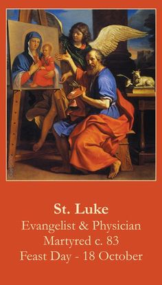 St. Luke Prayer Card St Luke, Mission Work, Saint Luke, Rosary Catholic, Prayer Cards, Patron Saints, Stationery, Movie Posters, Quick Saves