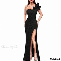 Olivia Mark - Ruffled Hem Halter Strap Dress: Perfect for Stage Performances and Formal Events Halter Strap Dress, Terry Cloth Dress, Strappy Maxi Dress, Halter Strap, Stunning Gowns, Maxi Dress Formal, Dressy Outfits, Black Cocktail Dress, Skirt Type