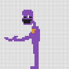 an image of a pixellated purple man holding his arm out in front of him