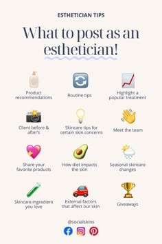 Esthetician content ideas Esthetician Page Ideas, Best Esthetician Products, Esthetics Page Ideas, Esthetician Add On Services, Esthetician Skin Care Products, Meet Your Esthetician, Esthetics Social Media Posts, Esthetics Content Ideas