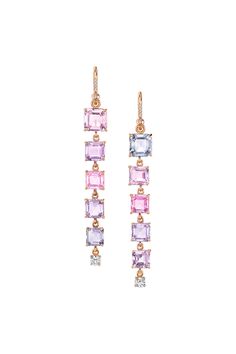 Colored Diamond Jewelry, Pave Diamond Earrings, Teal Earrings, Earring Trends, Irene Neuwirth, Bangles Jewelry Designs, White Gold Earrings, Dangly Earrings, Amethyst Earrings