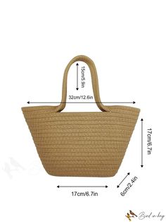 BirdinBag - Sleek Straw Handbag: Embrace Minimalism Creative Bag, Straw Handbags, Straw Bags, Jute Bags, Bags Tote, Color Khaki, Handmade Bags, Crochet Bag, Minimalist Fashion