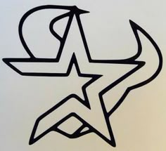 the star is drawn in black ink on a white paper with some writing underneath it