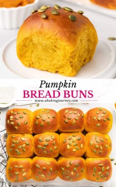 pumpkin bread buns with seeds on top and in the middle