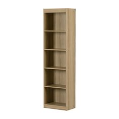 an empty bookcase on a white background