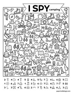 a coloring page with the words i spy on it