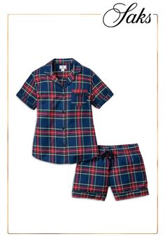 Crafted of cotton, Petite Plume's Windsor pajama set is adorned with a classic tartan plaid print. A camp collar, a chest patch pocket, and a refined front button closure complete the shirt while the shorts feature a comfortable drawstring waist.100% cotton. Machine wash. Imported. SHIRT Camp collar Short sleeves Chest patch pocket Front button closure SHORTS Elasticized drawstring waist Side seam pockets Pulls on SIZE  FIT Model measurements: 5'10 tall Model is wearing a US size Small Casual Plaid Pajama Shorts, Cheap Plaid Cotton Pajama Shorts, Plaid Pajama Shorts With Elastic Waistband, Plaid Cotton Sleep Sets, Comfortable Plaid Cotton Sleepwear, Tall Model, Sleepwear & Loungewear, Pajama Shorts, Short Pajama Set