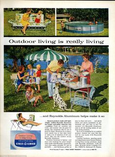 an old advertisement for outdoor living is featured in the magazine's article, outdoors living is really living