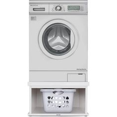 a white washer sitting inside of a dryer