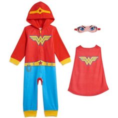 Come join Wonder Woman and all the DC Comics superheroes on their exciting comic book adventures! Dressed in this Wonder Woman Pajama Coverall your strong and courageous little girl is ready to save the world. Your little hero will look so cool and stylish in this DC Comics Justice League Zip Up Pajama Coverall. Superman Batman Wonder Woman, Justice League Wonder Woman, Wonder Woman Cosplay, Wonder Woman Costume, One Piece Clothing, Dc Comics Superheroes, Onesie Pajamas, Up Costumes, One Piece Pajamas