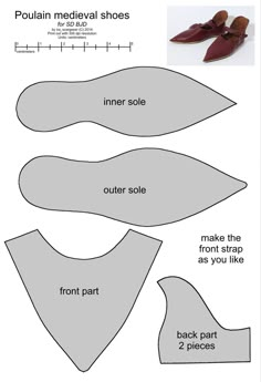 the pattern for shoes is shown with instructions to make them look like they are made out of