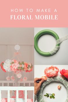 Origami Mobile Diy, Diy Baby Mobile Girl, Girl Nursery Diy, Floral Mobile, Diy Nursery Mobile, Mobile Diy, Origami Mobile, Diy Crib, Diy Baby Mobile