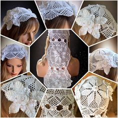 Custom Crochet Wedding Veil- Made to order Crochet Wedding Veil, Crochet Veil, Crochet Roses, Crochet Mask, Veiled Hats, Crochet Pieces, Lace Art, Wedding Veils Lace, Crochet Wedding