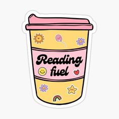 reading fuel sticker with the words reading fuel written in pink and yellow on it