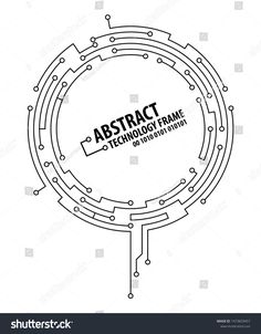 abstract round frame with the words, logo and symbol on it in black and white