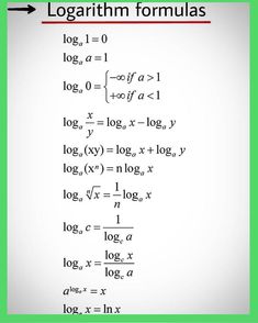 the formula for logarith formulas is shown in black and white, with an arrow