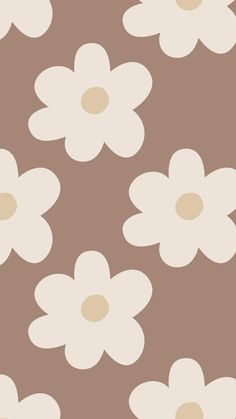 a brown and white flower wallpaper with small white flowers on the bottom half of it