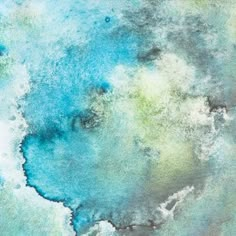 an abstract painting with blue, green and white colors on the bottom half of it