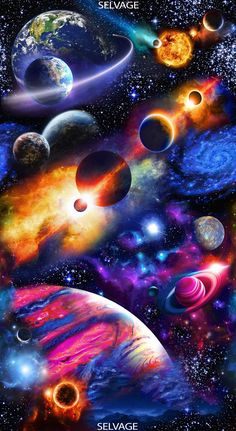 an image of planets in space with the names of their planets and stars above them