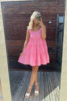 pink tiered babydoll dress Baby Doll Dresses, Tiered Babydoll Dress, Dress Name, Baby Doll Dress, Dresses Pink, Doll Dresses, Full Of Love, Carp, Babydoll Dress