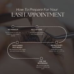 ✨ How to Prepare for Your Lash Appointment ✨ To ensure your lash appointment goes smoothly and you get the best results, here are a few tips to keep in mind before you arrive: 1. No Makeup: Please come in with no makeup and clean lashes to ensure the best adhesion and application. 2. No Caffeine: Avoid caffeine before your appointment to help keep your eyes relaxed and minimize fluttering. 3. Have Inspo Pics Ready: Bring any inspiration photos or looks you love so we can create your perfect... Lash Cleaning Tips, Lash Extensions Pre Appointment, Reasons To Get Lash Extensions, Lash Content Ideas For Instagram, Lash Tech Posts, Lash Appointments Available, Lash Forms, Lash Extensions Quotes