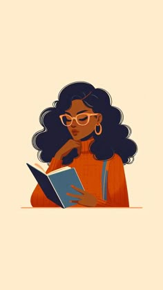 College Illustration Art, College Illustration, الفن الرقمي, Arte Indie, Woman Illustration, Girl Reading, Black Artwork, Magic Art