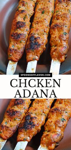 chicken adnana on skewers with text overlay