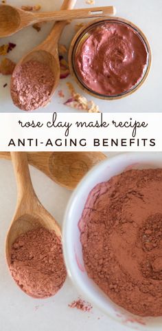 Homemade Clay Mask Recipe, Rose Kaolin Clay Mask Diy, Dry Clay Face Mask, Rose Clay Mask Diy, Moisturizing Facial Masks Diy, Diy Clay Face Mask, Recipes For Skin Care, Aztec Clay Mask Recipe, Kaolin Clay Mask Recipe