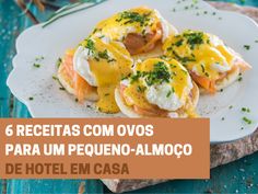 an image of eggs on toast with cheese and chives in the background text reads 6 recetas com ovois para um pequeno - alamo - almoco