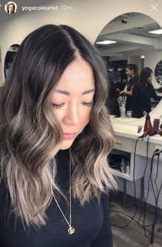 Ash Brown Balayage Dark Roots, Shoulder Length Balayage Asian, Korean Blonde Balayage, Medium Hair Balayage Asian, Asian Balyage Short Hair, Asian Balayage Short Hair, Soft Brunette Balayage Ash Brown, Asian Hair Balayage Ash Brown, Blonde Balayage On Dark Hair Asian