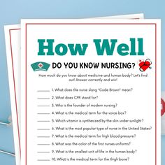 a printable worksheet on how well do you know nursing? for kids