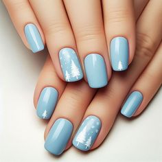 Blue Nails Ideas Simple, Short Cute Nails, Blue Nails Ideas, Nails Ideas Simple, Christmas Nails Short, Nail Vibes, Xmas Nail, Xmas Nails, Nails Short