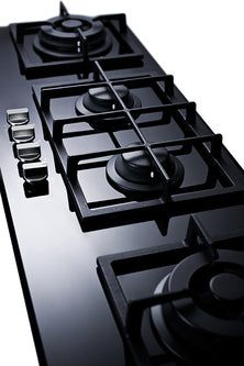 Summit 43 in. Gas-on-Glass Gas Cooktop in Black with 4 Burners GC443BGL - America Best Appliances, LLC Kitchen Island With Cooktop, Island Cooktop, Glass Cooktop, Iron Grate, Gas Cooker, Kitchen Stove, Gas Cooktop, Kitchen Furniture Design, Gas Stove