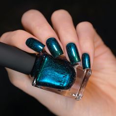 Teal Chrome Nails, Teal Chrome, Teal Nail Polish, Teal Nails, Nail Art Disney