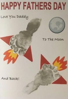 a father's day card with two hands reaching for the moon