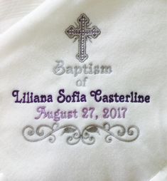 Heavenly Blankets & Bibs for Baby Christening & Baptism Baptisms and Christenings mark a very important and momentous occasion in a young child's life. At Embroidery and Things, to make your child's holy occasion more special, we offer lovely christening blankets, outfits, and bibs. Our christening outfits, blankets, and bibs can be customized with your child's name along with other designs of your choosing. As your child gets older, our blankets can serve as keepsakes to remind them of Christening Outfits, Christening Blanket, This Is Water, Christening Outfit, Things To Make, Baptism Girl, Baby Christening, Child Life, Beautiful Blankets