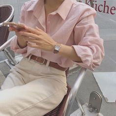 K Fashion, Pink Shirt, Casual Style Outfits, Office Outfits