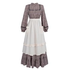 PRICES MAY VARY. 🌸2-PIECE SET WOMENS PIONEER DRESS: The prairie dress women comes with 1pc floor length pioneer dress and 1pc apron with pocket. 🌸DESIGN: The prairie dresses for adult women features elastic waist, decorative button on the front, black ribbon trim along the front and sleeve cuffs, as well as a zipper on the back for easy wear. The long puffy sleeves has functional button at the cuffs. Complete the pioneer look with the pioneer apron to recreate the Laura Ingalls Wilder. And the American Pioneers Aesthetic Outfit, Pioneer Apron, Hannah Becker, Colonial Dresses, Pioneer Dresses, Amish Dress, Thanksgiving Play, Pilgrim Dresses, Biblical Clothing