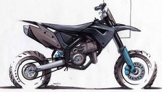 a drawing of a dirt bike is shown in this image, it appears to be sketched