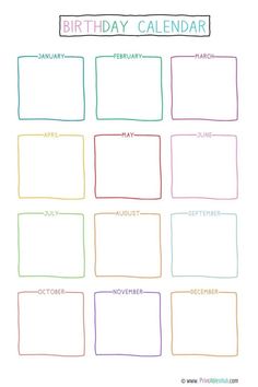 Printable Birthday Calendar Templates Calendar Templates