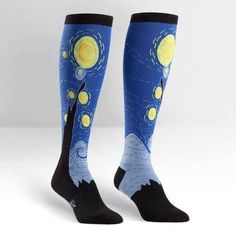 Starry Night Women's Wide Calf Knee High Socks Blue Womens Knee High Socks, Sock Lovers, Art Socks, Starry Night Van Gogh, Calf Socks, Knee Socks, Socks And Tights, Knee High Socks, Designer Socks