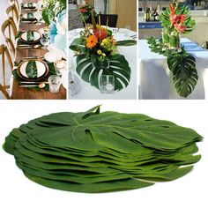 a collage of photos with flowers and plates