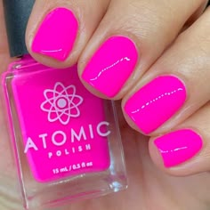 Pastel Neon ne Hot Pink | Etsy Neon Pink Nail Polish, Hot Pink Nail Polish, Hot Pink Nail, Neon Pink Nails, Neon Green Nails, Hot Pink Nails, Pink Nail Polish, Colorful Nail Designs, Neon Nails