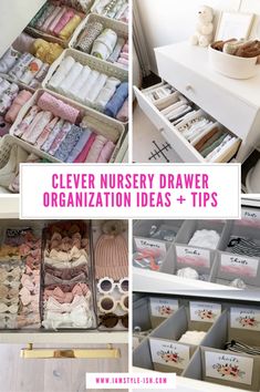 the drawers are organized with baby clothes and other things to keep them organized for storage