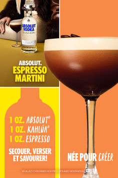 an ad for absolut espresso martini with the caption about it