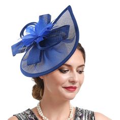 PRICES MAY VARY. Unique Design: This blue flower fascinator hat is composed of a beautiful teardrop shaped base and lotus shaped feather flower, it’s made of sinamay fabric and real duck feather, durable and lightweight to wear, based on your style of dressing, you can use it as clip or headband individually. 2 Ways Easy to Wear: All of the fascinator hat comes with both a crocodile hair clip and a ribbon headband. Two ways of wearing fascinator hat are very easy to change, choose the comfort wa Tea Hat, Sinamay Fabric, Tea Hats, Derby Fascinator, Hot Pink Flowers, Flower Fascinator, Ribbon Headbands, Tea Party Hats, Fascinator Headband