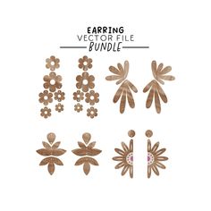 Flower Earring Svg Bundle, Statement Aesthetic Earrings, Laser Cut File for Wood Earring, Glowforge Earring, DIY Jewelry Acrylic Earring Svg THIS IS A DIGITAL FILE - Not a Physical Product! After you purchase this listing you will be able to INSTANTLY download the ZIP FOLDER. Inside the zip folder is a PDF file for you to read over and the three file formats below:  Design File Formats: SVG - Scalable Vector Graphics DXF - Drawing Exchange Format EPS - Encapsulated PostScript Our vector earring Acrylic Earrings Laser Cut, Statement Aesthetic, Laser Cut Jewelry Acrylic, Laser Cut Wood Earrings, Aesthetic Earrings, Earring Svg, Wood Earring, Diy Jewelry Projects, Laser Cut Patterns