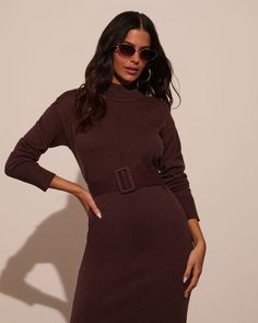 Whether you're heading to a holiday gathering or enjoying a casual fall day, Huntley Mockneck Midi Sweater Dress brings warmth and style to any occasion. With its effortless pull-on styling and comfortable knit fabric, this dress is a must-have for those crisp days when you want to look put-together without the fuss. The mockneck design and ribbed cuffs and hem add a touch of sophistication, while the detachable waist belt lets you adjust the fit to your style. Runs large, consider sizing down K Midi Sweater Dress, Fall Day, Sweater Dress Midi, Holiday Gathering, Autumn Day, A Holiday, Casual Fall, Waist Belt, Mock Neck