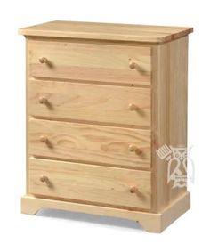 a wooden dresser with three drawers and no top drawer on the bottom, against a white background